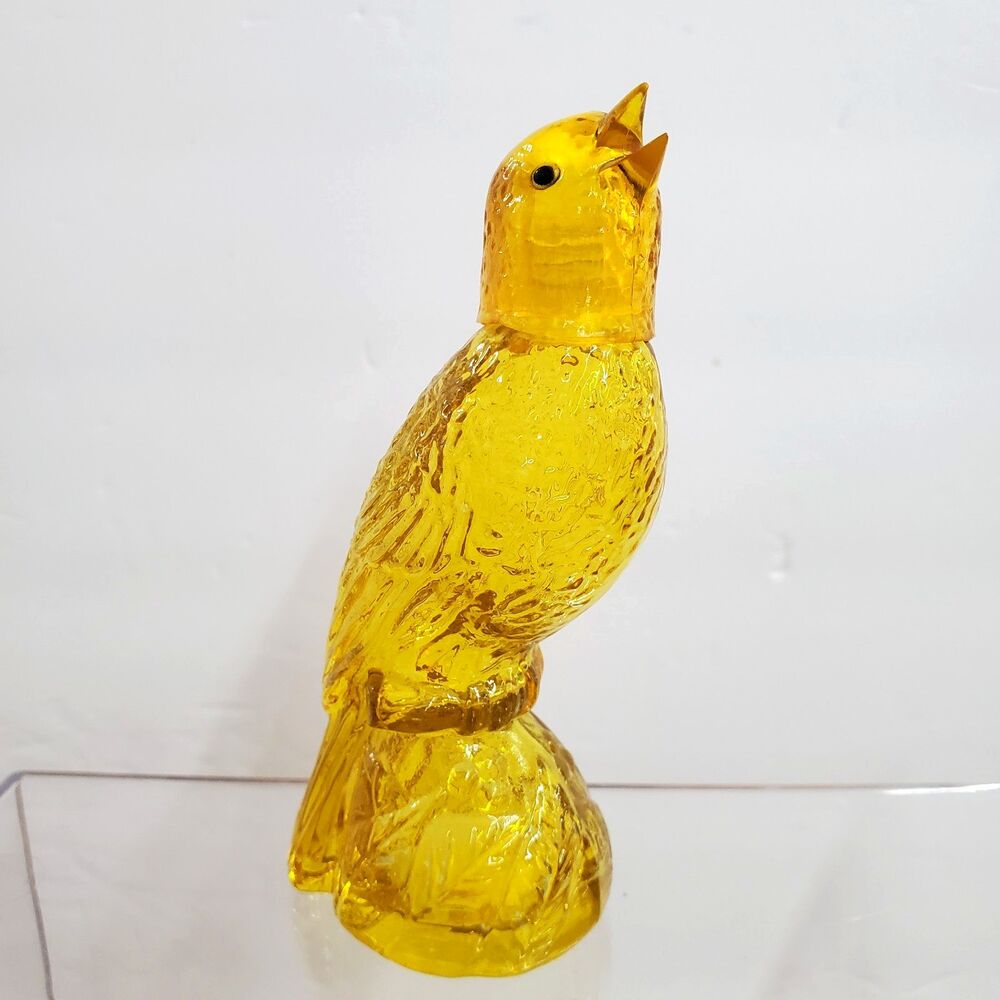 Vintage Avon Canary Bird Perfume Bottle Yellow Amber Charisma Cologne Empty